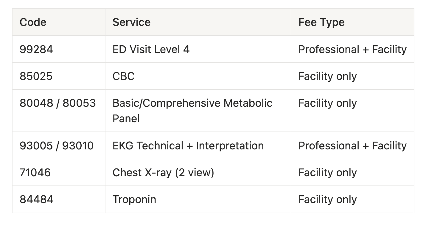 Sample bundle of an emergency visit